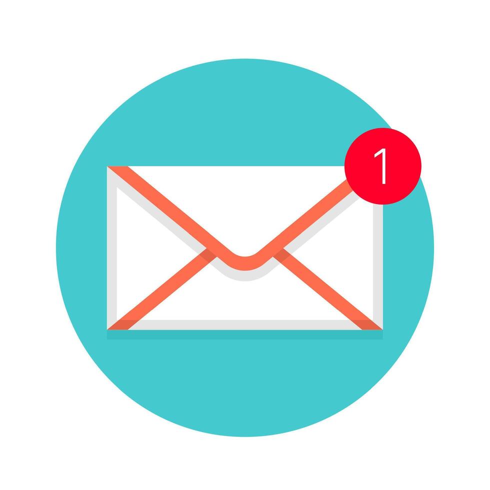 Icon of new mail envelope white envelope with red marker vector