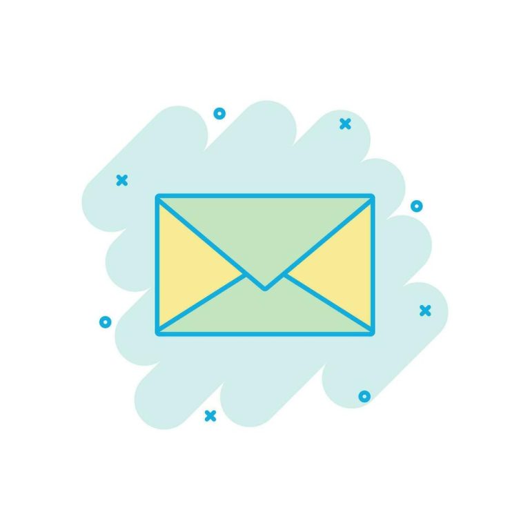 Mail envelope icon in comic style email message cartoon illustration pictogram mailbox e mail business concept splash effect vector